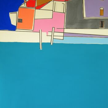 Malarstwo zatytułowany „Houses in Peschiera…” autorstwa Gabriele Donelli, Oryginalna praca, Akryl