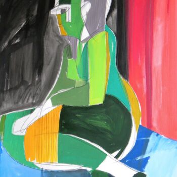 Malerei mit dem Titel "Potret wanita" von Gabriele Donelli, Original-Kunstwerk, Acryl