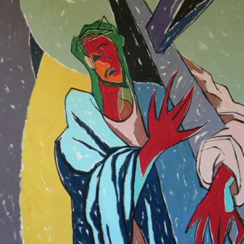 Pittura intitolato "Cristo che porta la…" da Gabriele Donelli, Opera d'arte originale, Olio