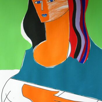 Schilderij getiteld "Portrait of Monna L…" door Gabriele Donelli, Origineel Kunstwerk, Acryl