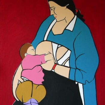 Painting titled "Maternità" by Gabriele Donelli, Original Artwork, Acrylic