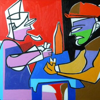 Pintura titulada "Los jugadores de ca…" por Gabriele Donelli, Obra de arte original, Oleo