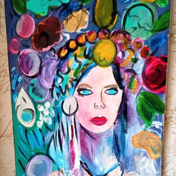 Painting titled "Carnaval" by Gabriele Kehila, Original Artwork, Acrylic Mounted on Wood Stretcher frame