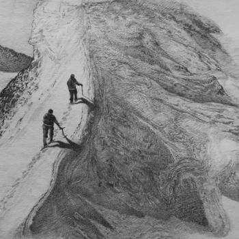 Zeichnungen mit dem Titel "Mountain's landscape" von Gabriele Plastina, Original-Kunstwerk, Graphit