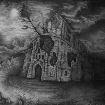 Drawing titled "Gothic landscape ("…" by Gabriele Plastina, Original Artwork, Graphite