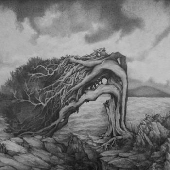Zeichnungen mit dem Titel "Landscape" von Gabriele Plastina, Original-Kunstwerk, Graphit