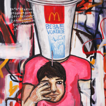 Painting titled "Drinking soda" by Gabriel Grecco, Original Artwork, Acrylic