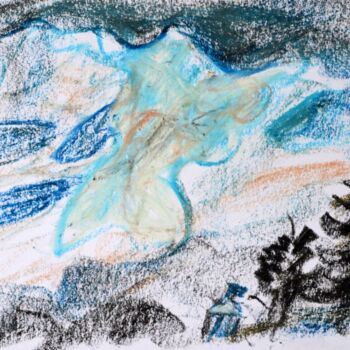 Drawing titled "Cloud spirit" by Gabriëlla Cleuren, Original Artwork, Chalk