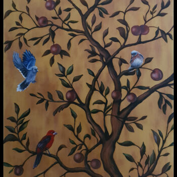 Ζωγραφική με τίτλο "Oriental Style Deco…" από Gabriella Molnár, Αυθεντικά έργα τέχνης, Λάδι Τοποθετήθηκε στο Ξύλινο φορείο σ…