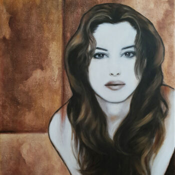 Pintura titulada "Monica Bellucci, Mi…" por Gabriella Molnár, Obra de arte original, Oleo Montado en Bastidor de camilla de…