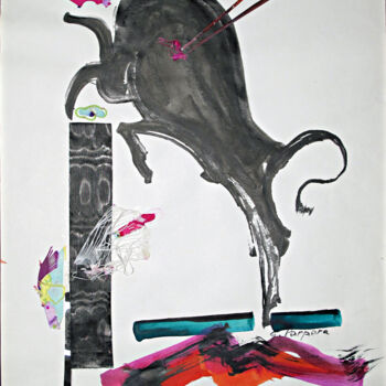 Peinture intitulée "Toro" par Gabriella Porpora, Œuvre d'art originale, Encre
