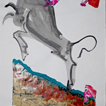 Dibujo titulada "toro 1" por Gabriella Porpora, Obra de arte original, Tinta