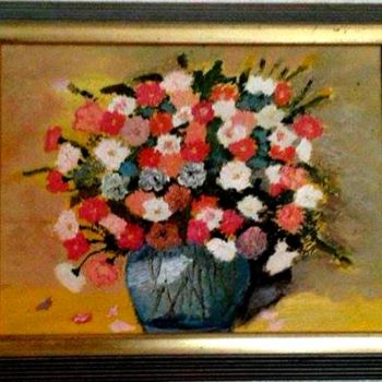 Painting titled "Flowers" by Gabriellart, Original Artwork, Oil