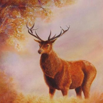 Peinture intitulée "Le roi de la forêt…" par Gabrielle Artjoy, Œuvre d'art originale