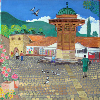 Painting titled "La Sebilj,sarajevo.…" by Gabriel Mir, Original Artwork, Acrylic