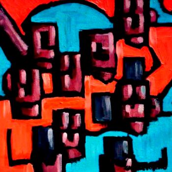 Картина под названием "Zenvo and four monk…" - Gabriel Vuljevas, Подлинное произведение искусства, Масло