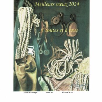 Рисунок под названием "Soute et Cordages" - Gaby Bourlier, Подлинное произведение искусства, Пастель