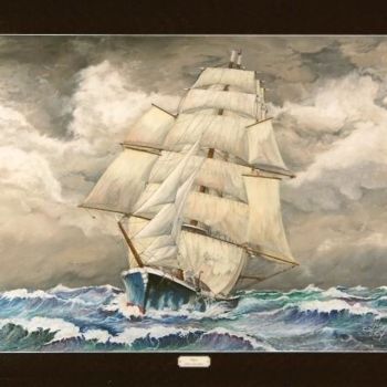 Drawing titled "Clipper toutes voil…" by Gaby Bourlier, Original Artwork, Pastel Mounted on Wood Panel