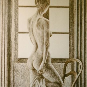 Dibujo titulada "Nu à la Serviette" por Gaby Bourlier, Obra de arte original