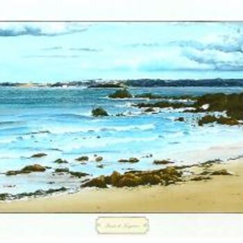 Drawing titled "Pointe de Locquirec" by Gaby Bourlier, Original Artwork, Pastel Mounted on Wood Panel