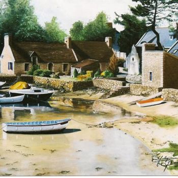 Dessin intitulée "Vieux Passage (Maré…" par Gaby Bourlier, Œuvre d'art originale, Pastel Monté sur Panneau de bois