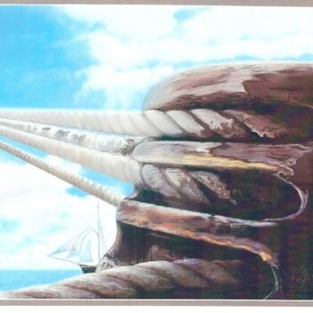 Dibujo titulada "Larguez les amarres" por Gaby Bourlier, Obra de arte original, Pastel Montado en Panel de madera