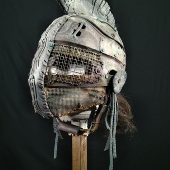 Sculpture titled "Gladiator helmet" by Igor Gadreaud (Gad the Brand), Original Artwork, Plastic