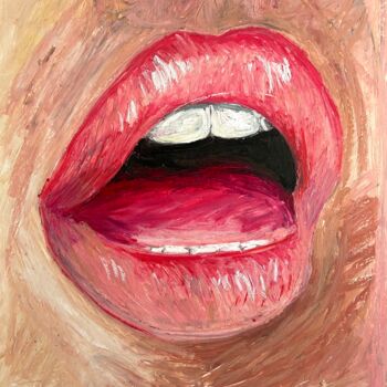 Painting titled "Mouth" by Gaël Caron, Original Artwork, Oil