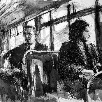 Zeichnungen mit dem Titel "Rosa Parks" von Gaël Gao, Original-Kunstwerk, Tinte