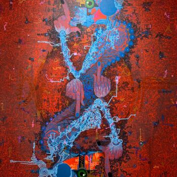 Картина под названием "Demain" - Gael Keutchogue, Подлинное произведение искусства, Акрил Установлен на Деревянная рама для…