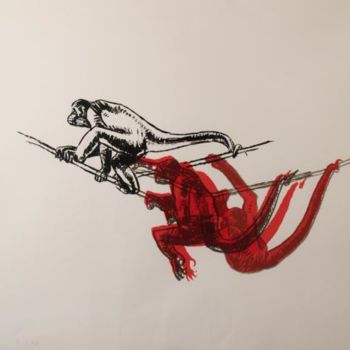 Σχέδιο με τίτλο "Moving Monkeys 12/30" από Gaele Flao, Αυθεντικά έργα τέχνης