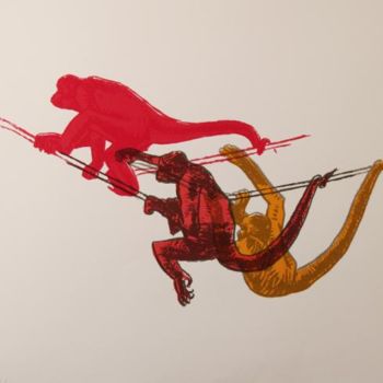 Desenho intitulada "Moving Monkeys 18/30" por Gaele Flao, Obras de arte originais