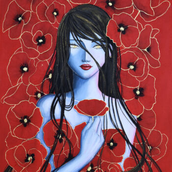 Painting titled "Coquelicot" by Gaëlizm, Original Artwork, Acrylic