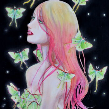 "Luna's dream" başlıklı Tablo Gaëlizm tarafından, Orijinal sanat, Suluboya