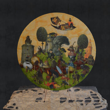 Collages titled "La Cours Royale" by Gaëlle Peignot, Original Artwork, Collages Mounted on Metal