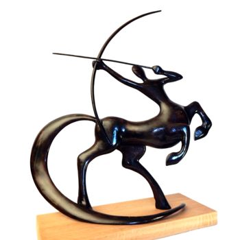 Sculpture intitulée "La Quête (sagittair…" par Gaël Rouxeville, Œuvre d'art originale, Bois