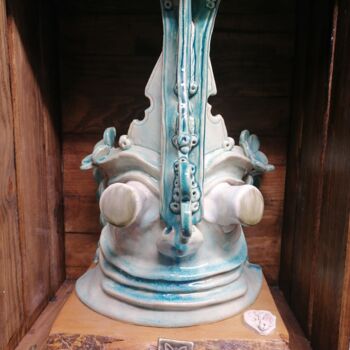 Sculptuur getiteld "Sanxingdui" door Gaetan Gasc, Origineel Kunstwerk, Keramiek