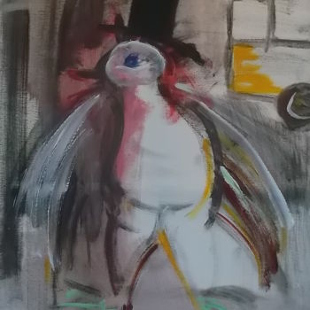 Peinture intitulée "L'oiseau de Paradis" par Gaëtan Biard, Œuvre d'art originale, Huile