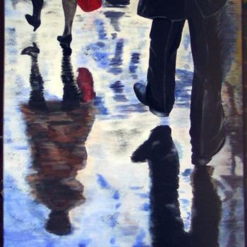 Painting titled "la pluie" by Dupuis Gaetan, Original Artwork, Oil