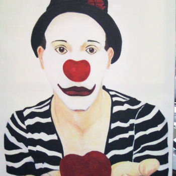 Pittura intitolato "clown-blanc.jpg" da Dupuis Gaetan, Opera d'arte originale, Acrilico