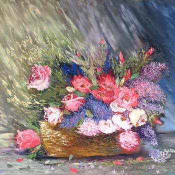 Painting titled "Bouquet" by Tatiana Gagarina, Original Artwork, Oil