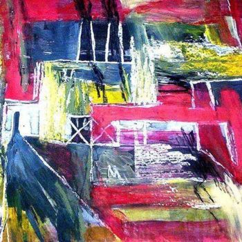 Painting titled "fabrica" by Oscar Gagliano, Original Artwork, Acrylic