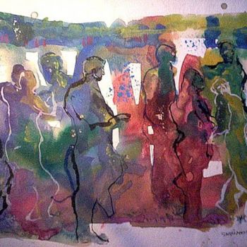 Painting titled "subterraneo" by Oscar Gagliano, Original Artwork, Watercolor