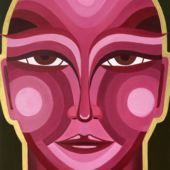 Картина под названием "RED HEAD" - Gaia Makh, Подлинное произведение искусства, Масло Установлен на Деревянная панель