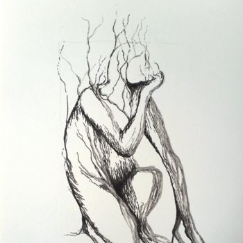 Drawing titled "homme végétal" by Gaïdg, Original Artwork, Graphite
