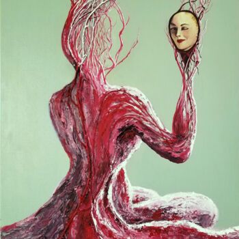 Картина под названием "Miroir" - Gaïdg, Подлинное произведение искусства, Акрил Установлен на Деревянная рама для носилок