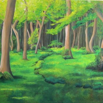 Peinture intitulée "Sous-Bois" par Gaïdg, Œuvre d'art originale, Huile Monté sur Châssis en bois