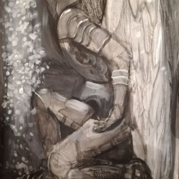 Peinture intitulée "Mon ange gardien. M…" par Elmars Gaigalnieks, Œuvre d'art originale, Huile Monté sur Châssis en bois