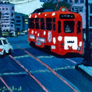 Ζωγραφική με τίτλο "le bus" από Pascal Gaillard, Αυθεντικά έργα τέχνης