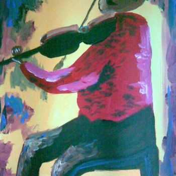 Painting titled "Violin Blues" by Jean-Louis Gaillard, Original Artwork, Acrylic Mounted on Wood Stretcher frame